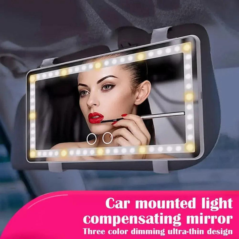 Rechargeable Car Sun Visor Vanity Mirror with 60 Dimmable Clip-on LEDs Light - GOAT USA EXPRESS