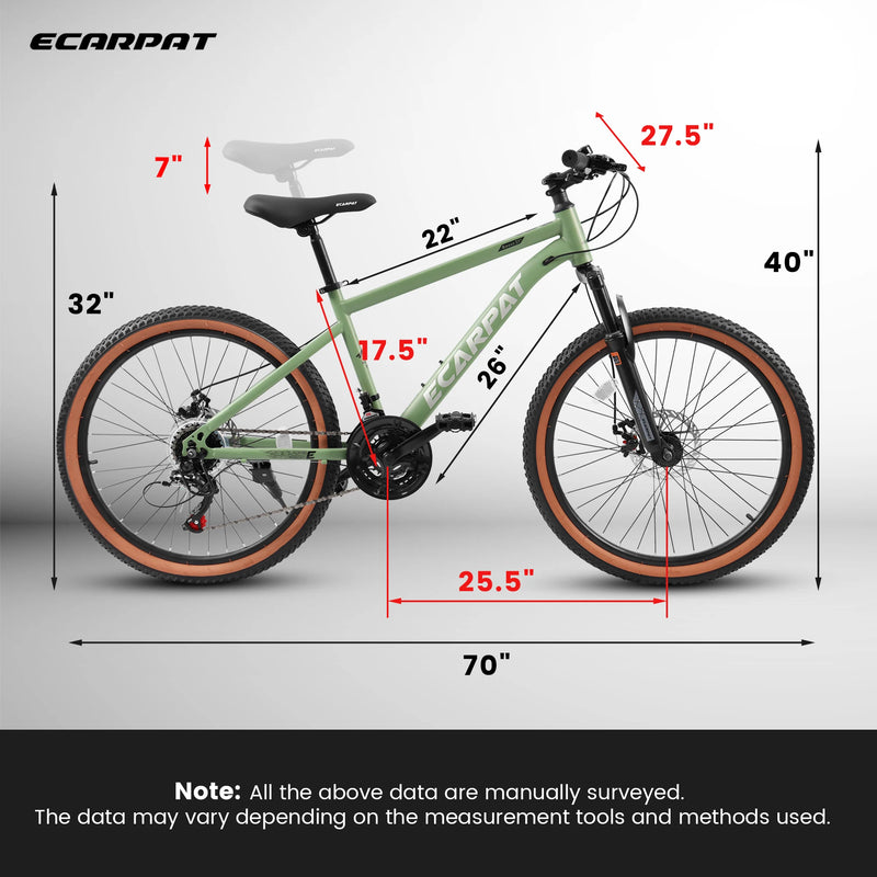 Ecarpat 27.5" Mountain Bike – 21-Speed, 17.5" Steel Frame | Versatile Trail, City, and Commuter Bike with Disc Brakes for Men & Women