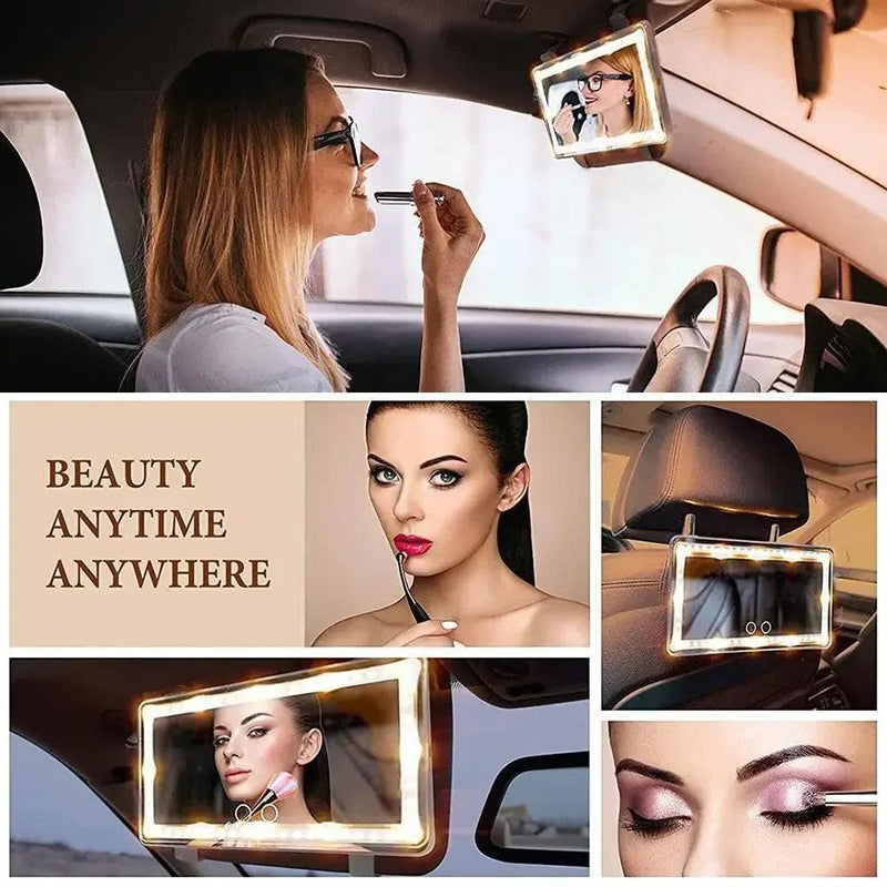 Rechargeable Car Sun Visor Vanity Mirror with 60 Dimmable Clip-on LEDs Light - GOAT USA EXPRESS