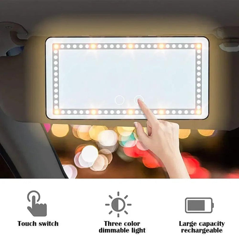 Rechargeable Car Sun Visor Vanity Mirror with 60 Dimmable Clip-on LEDs Light - GOAT USA EXPRESS