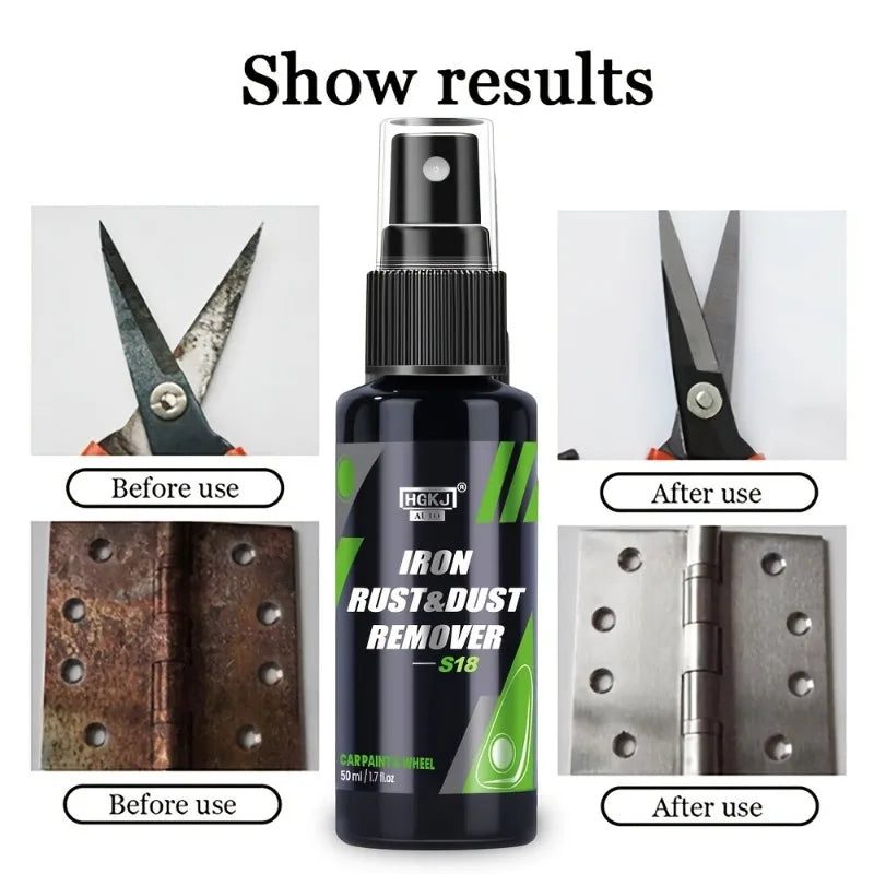 Multi-Purpose Car Rust Remover Spray - Heavy-Duty Rust Cleaner & Iron Polishing Refurbishing Agent for Cars, Bathrooms, and Doors