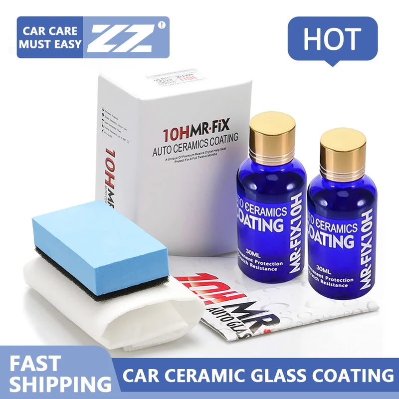 Anti-Scratch Ceramic Glass Coating - Hydrophobic Liquid for Car Paint Protection and High-Gloss Detailing